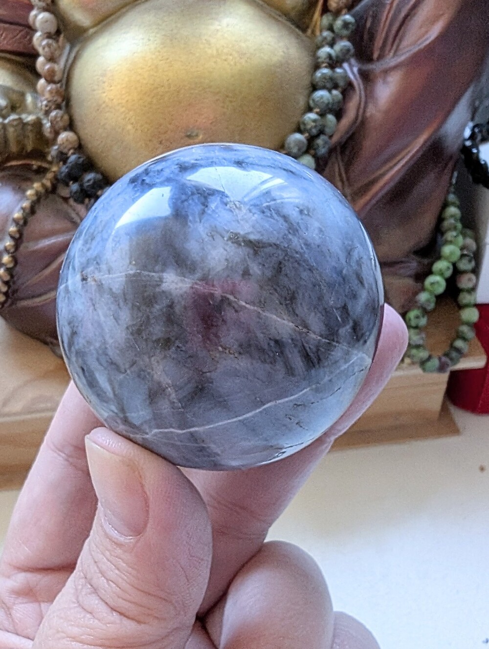 Rare Blue Agate Quartz Crystal Polished Sphere